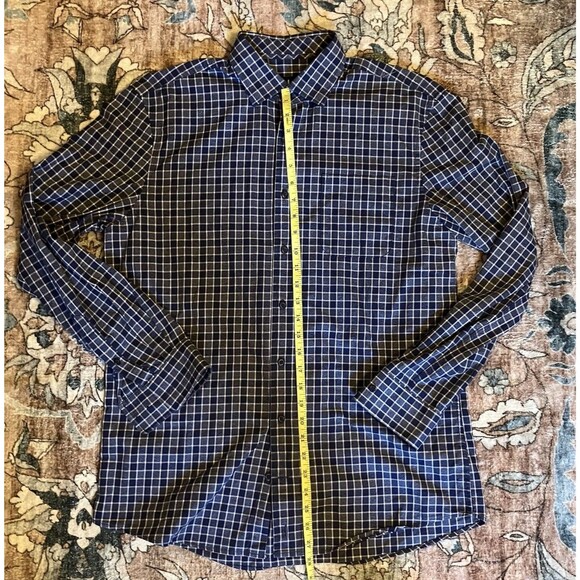 Johnnie O Shirt Mens Medium Blue Gingham Plaid Check Button Up Preppy - Picture 4 of 7